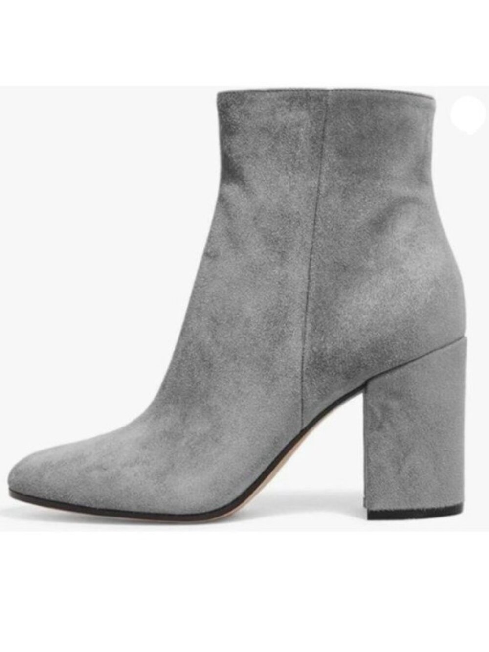 FSJ Women Almond Toe Chunky Block High Heel Handmade Ankle Booties Grey Shoes